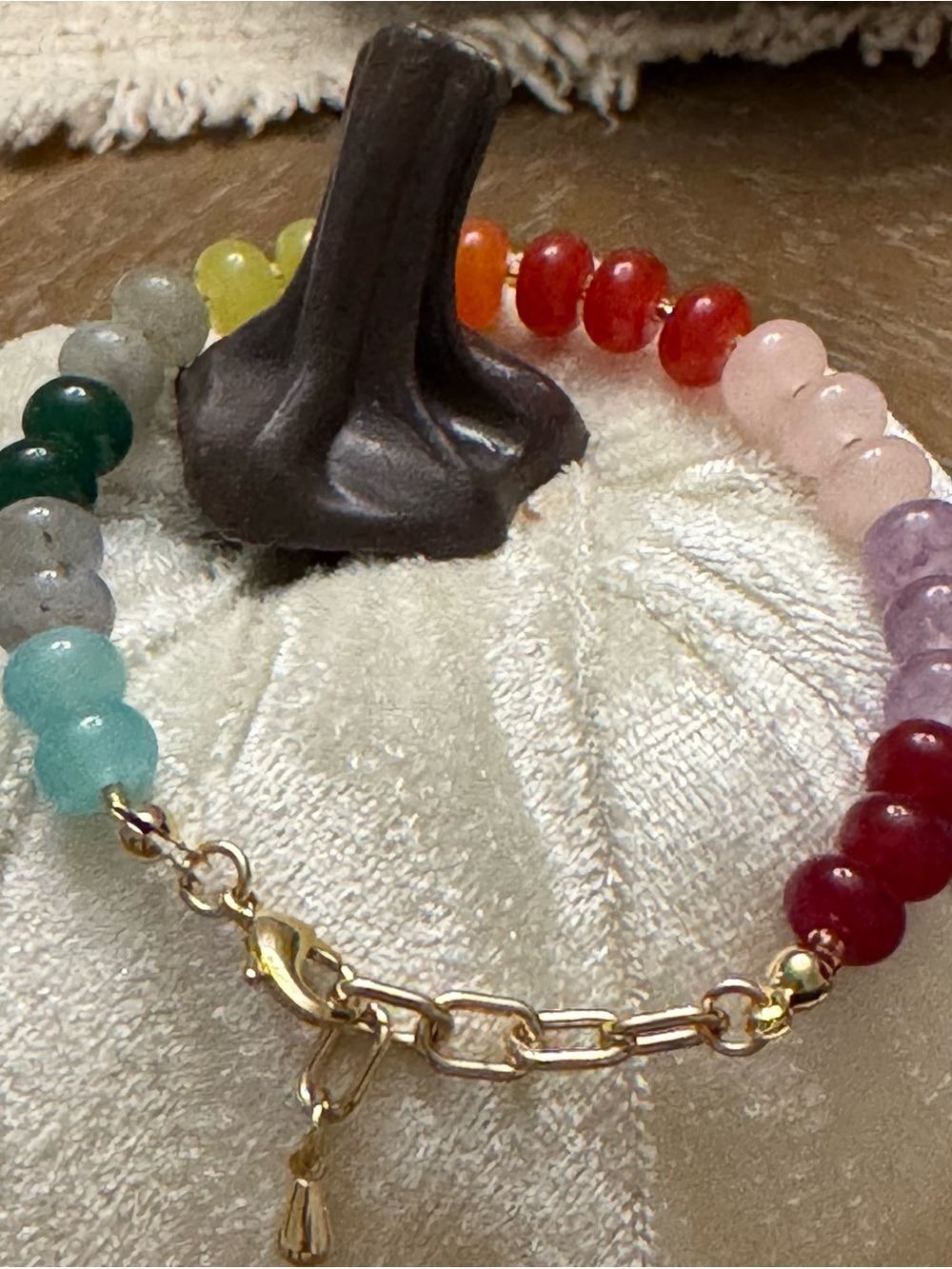 Multicolor Beaded Women’s Bracelet - Gold Accents
